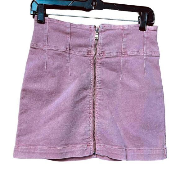 We The Free Pink Denim Zip-Up Mini Skirt Size 29/8 - Picture 2 of 9